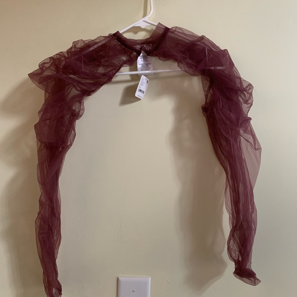 Free People Sheer Burgundy Top